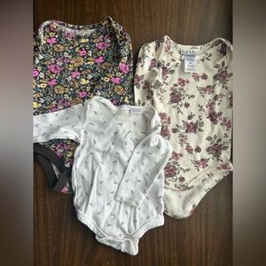 Bundle of three floral 3-6 mo onesies